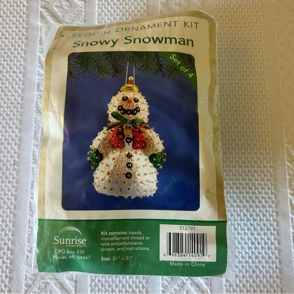 sunrise craft and hobby co Other - NWT Sunrise Snowman Sequin Christmas‎ Ornament Kit Set of 4